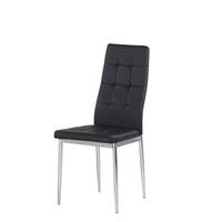Cosmo Dining Chair In Black Faux Leather With Chrome Legs