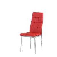 Cosmo Dining Chair In Red Faux Leather With Chrome Legs