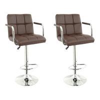 Corin Bar Chairs In Brown Faux Leather in A Pair