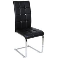 Copley Dining Chair In Black Faux Leather With Diamante