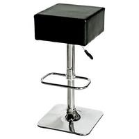 Compton Bar Stool In Black Faux Leather With Chrome Base