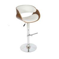 Corano Curved Padded Bar Stool In Walnut And White