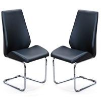 colton dining chair in black faux leather in a pair