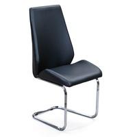 Colton Dining Chair In Black Faux Leather With Chrome Base