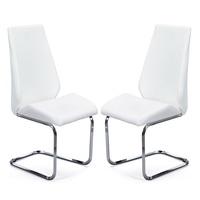 Colton Dining Chair In White Faux Leather In A Pair