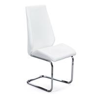 Colton Dining Chair In White Faux Leather With Chrome Base