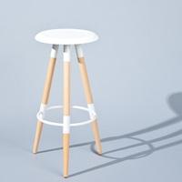Coorg Bar Stool Round In White With Solid Beech Legs