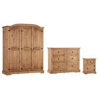 Corona 3 Door Robe, 2 plus 2 Drawer Chest and Bedside Set