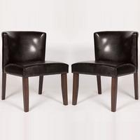Coralie Dining Chair In Black PU With Walnut Legs In A Pair