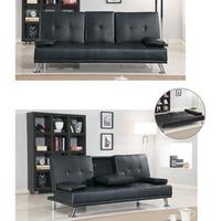Comfy Black Faux Leather Sofa Bed