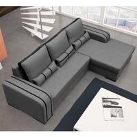 Corano Fabric Corner Sofa Bed In Grey And Black With Storage