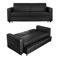 Colette Storage Sofa Bed In Black Faux Leather