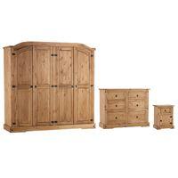 Corona 4 Door Robe, 6 Drawer Chest and Bedside Set