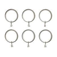 Colours Nickel Effect Metal Curtain Ring (Dia)28mm Pack of 6