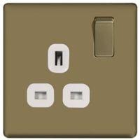Colours 13A Pearl Nickel Switched Single Socket