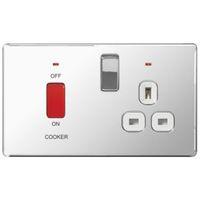 Colours 45A Double Pole Chrome Effect Cooker Switch & Socket with Comes with Power Indicators