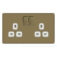 Colours 13A Pearl Nickel Double Socket