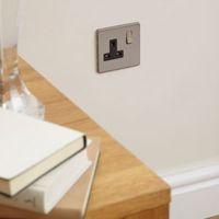 Colours Brushed Steel Socket Front Plate