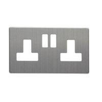 colours brushed steel socket front plate