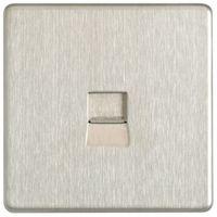 Colours 1 Brushed Steel Telephone Socket