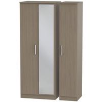 Contrast Toronto Walnut Triple Wardrobe - Tall with Mirror