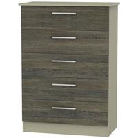 Contrast Panga and Mushroom Chest of Drawer - 5 Drawer