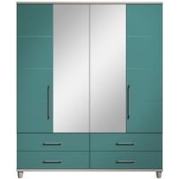 Corsica Lagoon Centre Mirrored Gents Wardrobe - 4 Door 4 Drawer