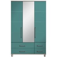 Corsica Lagoon Centre Mirrored Gents Wardrobe - 3 Door 4 Drawer