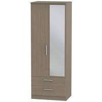 contrast toronto walnut wardrobe tall 2ft 6in with 2 drawer and mirror