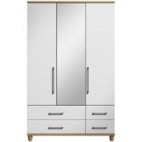 Corsica White Centre Mirrored Gents Wardrobe - 3 Door 4 Drawer