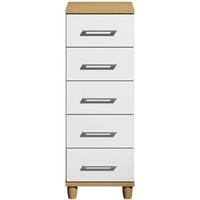 Corsica White Chest of Drawer - 5 Drawer Narrow