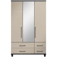 Corsica Grey Centre Mirrored Gents Wardrobe - 3 Door 4 Drawer