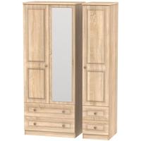 Corrib Bardolino Oak Triple Wardrobe - Mirror with Drawer