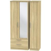 Contrast Cocobolo Triple Wardrobe - Tall with 2 Drawer and Mirror