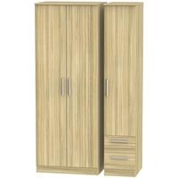 Contrast Cocobolo Triple Wardrobe - Tall Plain with 2 Drawer