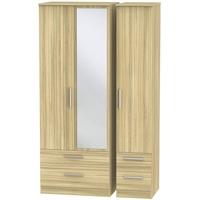 Contrast Cocobolo Triple Wardrobe - Tall with Drawer and Mirror