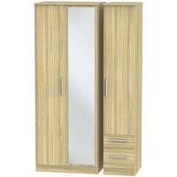 Contrast Cocobolo Triple Wardrobe - Tall with Mirror and 2 Drawer