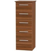 Contrast Noche Walnut Chest of Drawer - 5 Drawer Locker