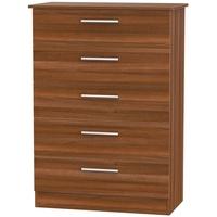 Contrast Noche Walnut Chest of Drawer - 5 Drawer