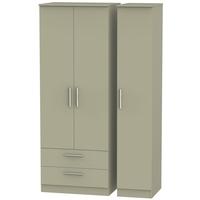 Contrast Mushroom Triple Wardrobe - Tall with 2 Drawer