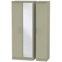 Contrast Mushroom Triple Wardrobe - Tall with Mirror