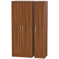 contrast noche walnut triple wardrobe tall plain