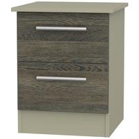 Contrast Panga and Mushroom Bedside Cabinet - 2 Drawer Locker