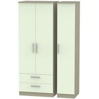 Contrast Vanilla and Mushroom Triple Wardrobe - Tall with 2 Drawer