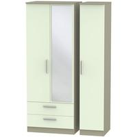 contrast vanilla and mushroom triple wardrobe tall with 2 drawer and m ...