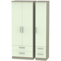 contrast vanilla and mushroom triple wardrobe tall with drawer