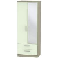 Contrast Vanilla and Mushroom Wardrobe - Tall 2ft 6in with 2 Drawer and Mirror