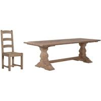 Colonial Reclaimed Pine Dining Set - 246cm Refectory with 6 Chairs