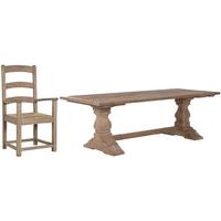 Colonial Reclaimed Pine Dining Set - 246cm Refectory with 6 Carver Chairs