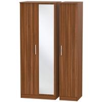 Contrast Noche Walnut Triple Wardrobe - Tall with Mirror